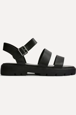Linzi Black Tayla Wide Fit Gladiator Style Two Strap Sandals AU 5 (EU 36)