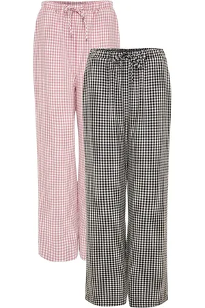 Threadbare Black 2 Pack Wide Leg Gingham Trousers AU 12