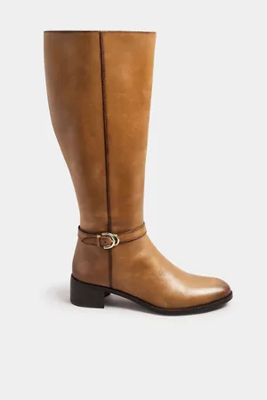 Long Tall Sally Brown Knee High Block Heel Leather Boots AU 13 (EU 44)