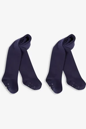 JoJo Maman Bébé Navy Blue 2-Pack Cotton Rich Tights 6