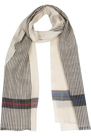 PURE LUXURIES LONDON White Pixel Cashmere & Merino Wool Scarf One