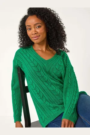 Roman Green Petite V-Neck Knit Jumper AU 10