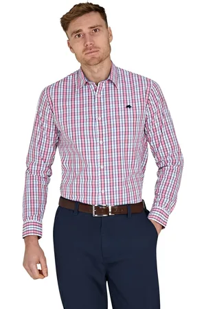 Raging Bull Long Sleeve Large Check 100% Cotton Poplin Shirt XL