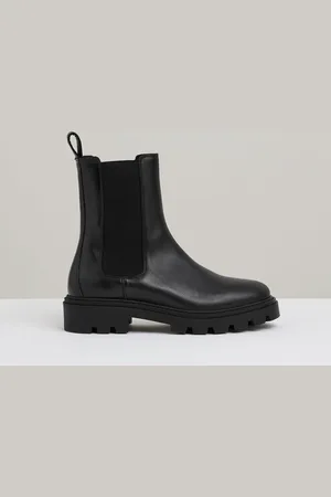 Reiss Black Theresa Leather Cleated Sole Chelsea Boots AU 8 (EU 39)