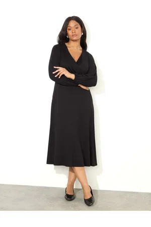 Live Unlimited London Petite Pleated Wrap With Blouson Sleeves Dress AU 18