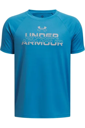 Under Armour Blue Tech Split Wordmark Short Sleeve 100% Cotton T-Shirt 5