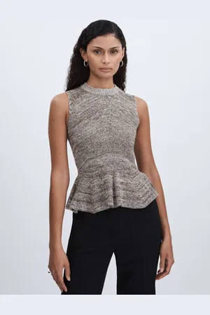 Anna Quan Cotton-Blend Knitted Peplum Top AU 14