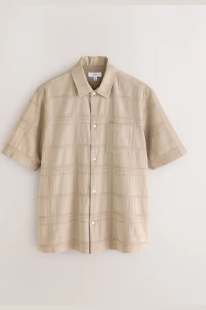 Next 100% Cotton Textured Check Short Sleeve Shirt xsmall
