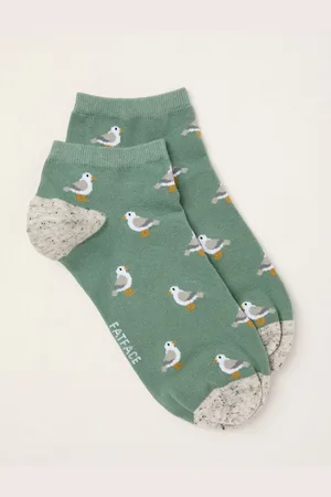 Fat Face FatFace Green Seagull Trainer Socks AU 9.5-11