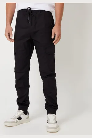 Threadbare Black Cotton Drawcord Cargo Trousers With Stretch L
