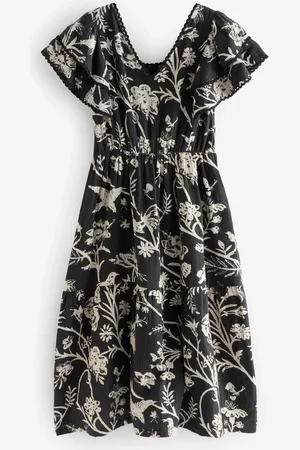 Laura Ashley Ruffle Sleeve 100% Cotton Dress with Lace Trims AU 16