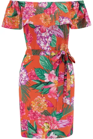 Pour Moi Frill Belted Bardot Dress AU 14