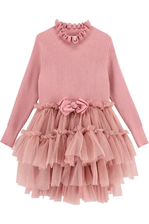 Angels Face 100% Cotton Elin Long Sleeve Knit With Tulle Dress 5