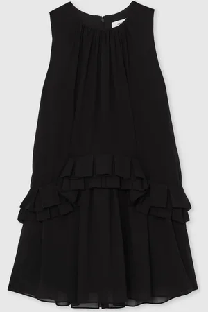 Reiss Luni Chiffon Tiered Ruffle Dress AU 10