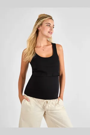 JoJo Maman Bébé Black Ribbed Maternity & Nursing Vest L