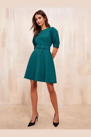Friends Like These Puff Sleeve Tailored Fit and Flare Dress AU 16
