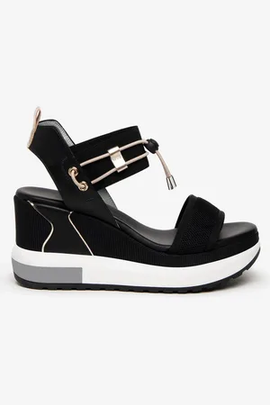 Nero Giardini Black Leather Woven Wedge Sandals AU 7 (EU 38)