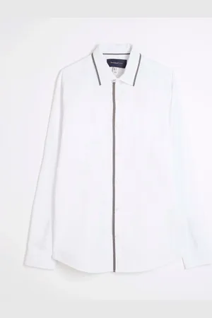 River Island Long Sleeve Slim Fit Tipped Shirt L