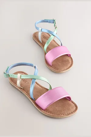 Next Rainbow Metallic Leather Strappy Buckle Fastening Sandals AU 7 (EU 41)