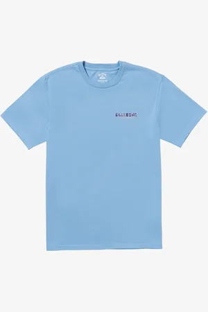 Billabong Twin Peaks Sky Blue 100% Cotton Graphic Back Print Logo T-Shirt XL
