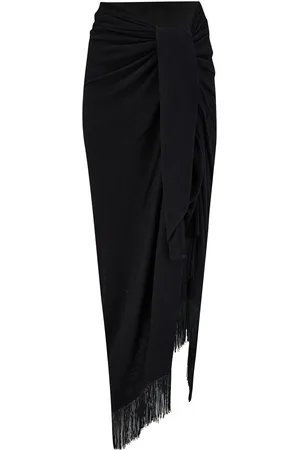 Pour Moi Black Fringe Trim Crinkle Woven Multiway Sarong L-XL