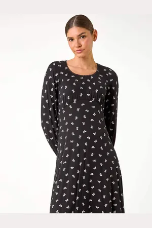 Roman Bow Print Lace Detail Stretch Dress AU 10