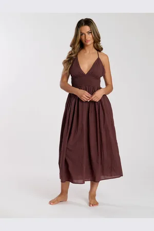 South Beach Halter Neck 100% Cotton Maxi Dress AU 16