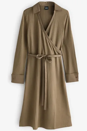 HUGO BOSS Knitted Jersey Ribbed Wrap Belt Dress XL