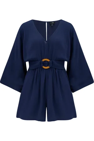 Pour Moi Blue Crinkle O Ring Beach Playsuit AU 18