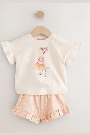 Next Pink Ballet Girl and Bunny Short Sleeve T-Shirt and Shorts Set (3mths-7yrs) 2