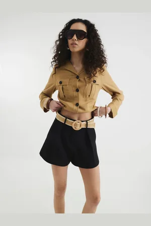 River Island Structured Raffia Belted Shorts AU 10