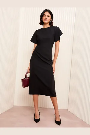 Friends Like These Short Sleeve Midi Tailored Dress With Ruche Detail AU 18