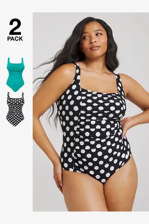 Simply Be Turquoise/Spot Print Magisculpt 2 Pack Swimsuits AU 26