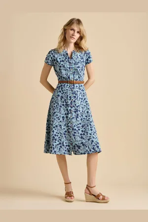 Brakeburn Shadow Floral Print 100% Cotton Midi Dress AU 18