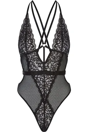 Ann Summers Black The Obsession Floral Print Lace Body L