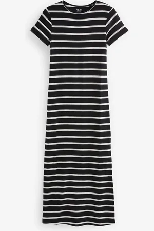 Next Ribbed T-Shirt Style Column Maxi Dress With Slit Detail XS