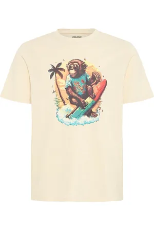 Blend Cream Surfer Printed Short Sleeve 100% Cotton T-Shirt medium