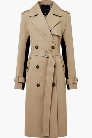 French Connection Cream Coco Twill Trench Coat XS