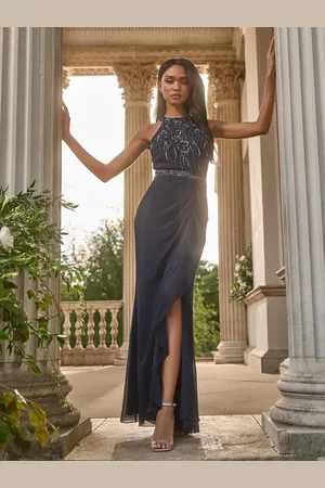 Lipsy London Embellished Ruffle Front Halter Wedding Bridesmaid Dress AU 6 R