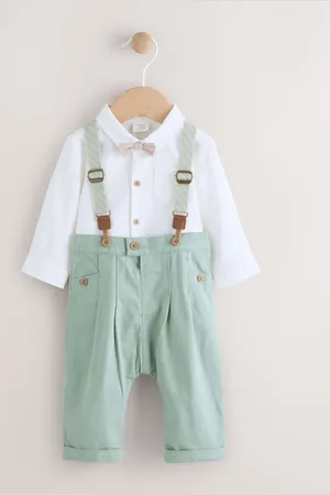 Next Baby 100% Cotton Shirt Trousers and Braces Set 4 Piece (0mths-2yrs) 7480cm