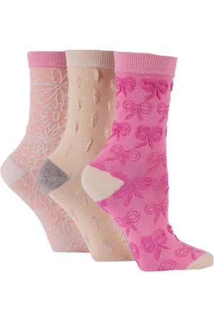 Wild Feet Pink Light Bamboo Textured Detail Crew Socks One