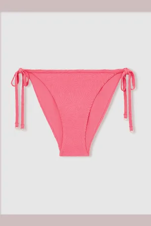 Reiss Coral Pink Harley Textured Side-Tie Bikini Bottoms AU 6