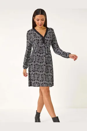 Roman Geo Print Button Detail Stretch Dress AU 12