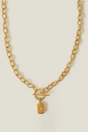 Accessorize Gold 14ct Plated T-Bar Star Pendant Necklace One