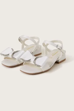 Monsoon Natural Diamante Bow Satin Heels AU 4 (EU 37)