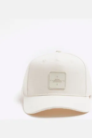 River Island Cream Rubberised Badge Baseball Cap One