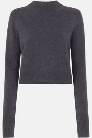 Whistles Grey Wool Cropped Sweater M