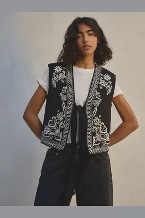 Next Black Quilted Embroidered Gilet XL