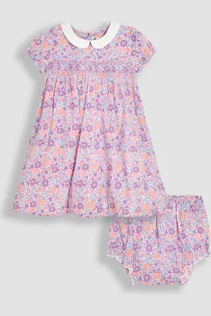 JoJo Maman Bébé Floral Smocked Woven 100% Cotton Dress 4