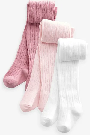 Next Pink white cable Baby Tights 3 Pack (0mths-2yrs) 1.5